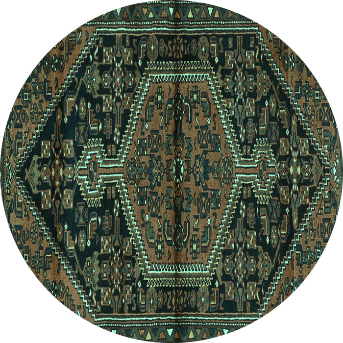 Round Medallion Turquoise Traditional Rug, tr2549turq