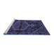 Sideview of Machine Washable Medallion Blue Traditional Rug, wshtr2549blu