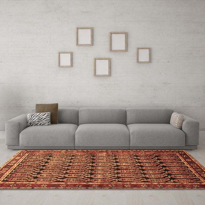 Machine Washable Persian Brown Traditional Rug in a Living Room,, wshtr254brn