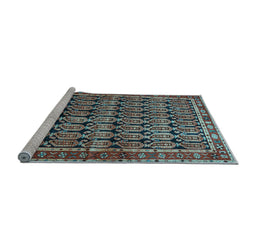 Sideview of Machine Washable Persian Light Blue Traditional Rug, wshtr254lblu