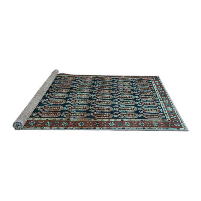 Sideview of Machine Washable Persian Light Blue Traditional Rug, wshtr254lblu