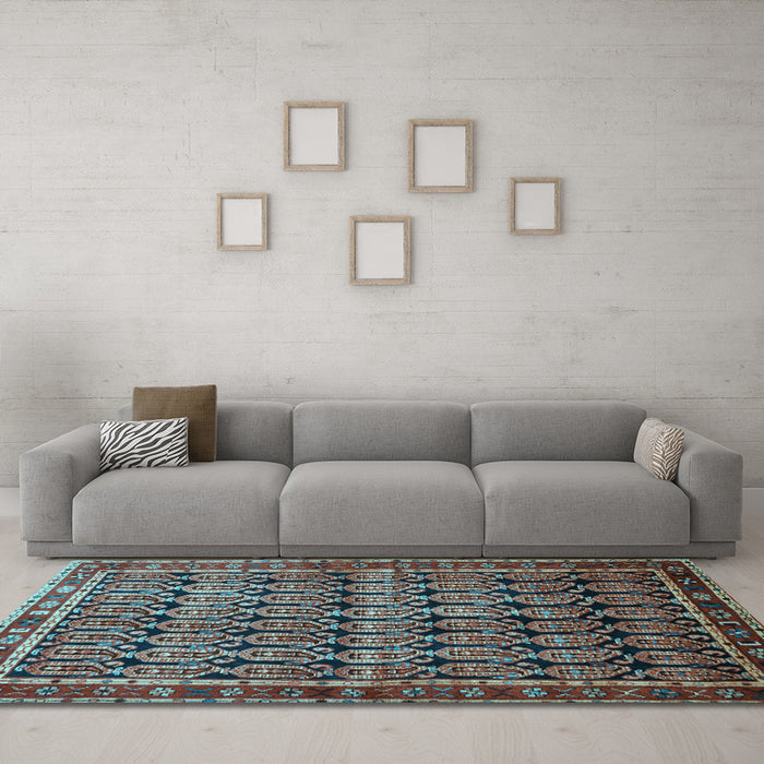 Machine Washable Persian Light Blue Traditional Rug in a Living Room, wshtr254lblu