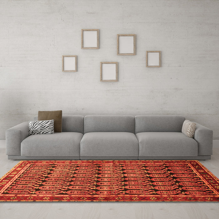 Machine Washable Persian Orange Traditional Area Rugs in a Living Room, wshtr254org