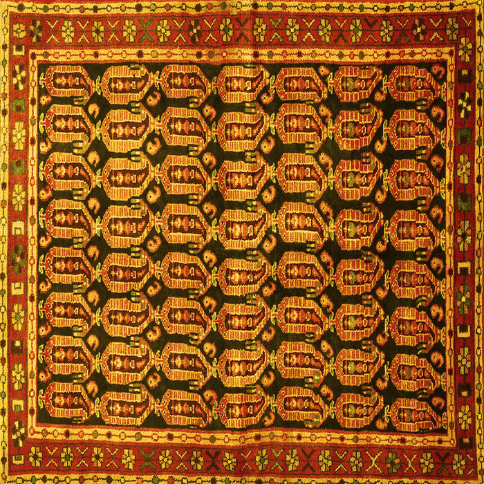 Square Machine Washable Persian Yellow Traditional Rug, wshtr254yw