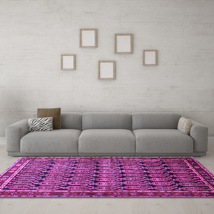 Machine Washable Persian Purple Traditional Area Rugs in a Living Room, wshtr254pur