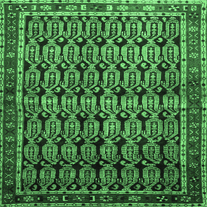 Square Machine Washable Persian Emerald Green Traditional Area Rugs, wshtr254emgrn