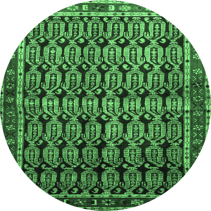 Round Machine Washable Persian Emerald Green Traditional Area Rugs, wshtr254emgrn