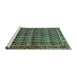 Sideview of Machine Washable Persian Turquoise Traditional Area Rugs, wshtr254turq