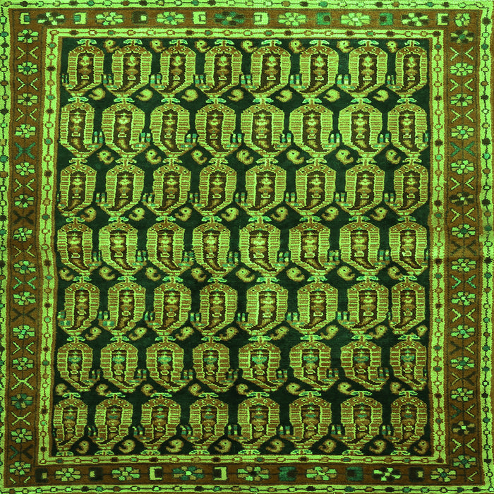 Round Machine Washable Persian Green Traditional Area Rugs, wshtr254grn