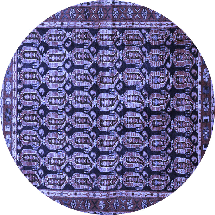 Round Persian Blue Traditional Rug, tr254blu