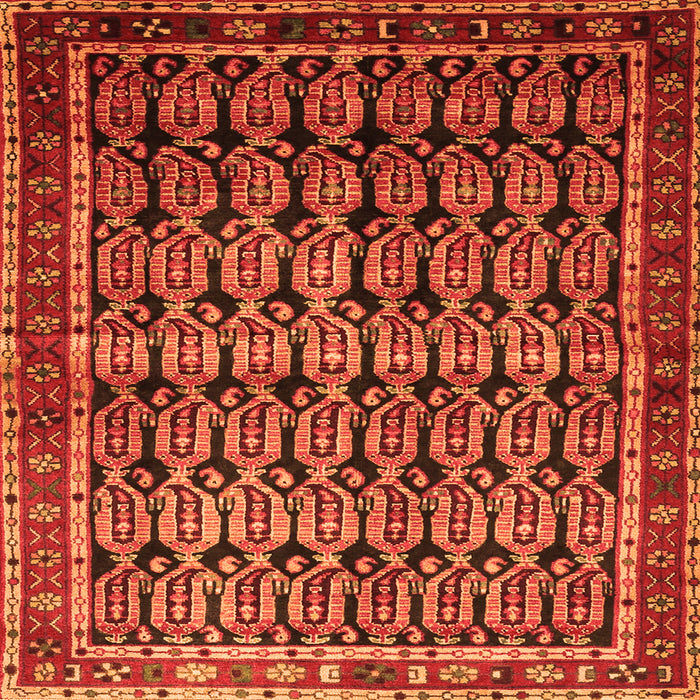 Round Machine Washable Persian Orange Traditional Area Rugs, wshtr254org