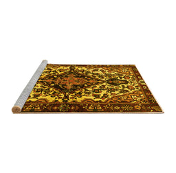 Sideview of Machine Washable Persian Yellow Traditional Rug, wshtr2550yw