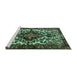 Sideview of Machine Washable Persian Turquoise Traditional Area Rugs, wshtr2550turq