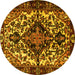 Round Persian Yellow Traditional Rug, tr2550yw