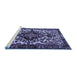 Sideview of Machine Washable Persian Blue Traditional Rug, wshtr2550blu