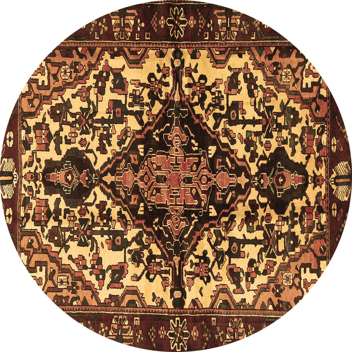 Round Persian Brown Traditional Rug, tr2550brn