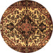 Round Persian Brown Traditional Rug, tr2550brn