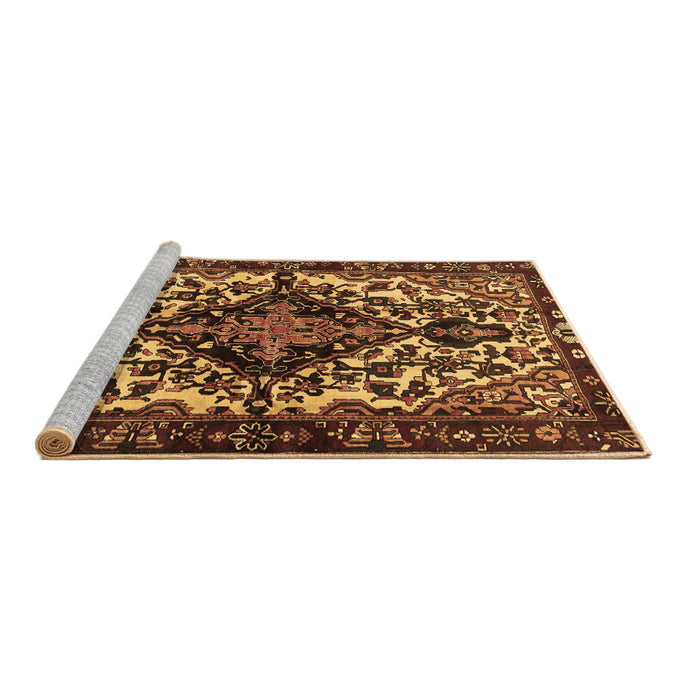 Sideview of Machine Washable Persian Brown Traditional Rug, wshtr2550brn