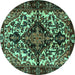 Round Persian Turquoise Traditional Rug, tr2550turq