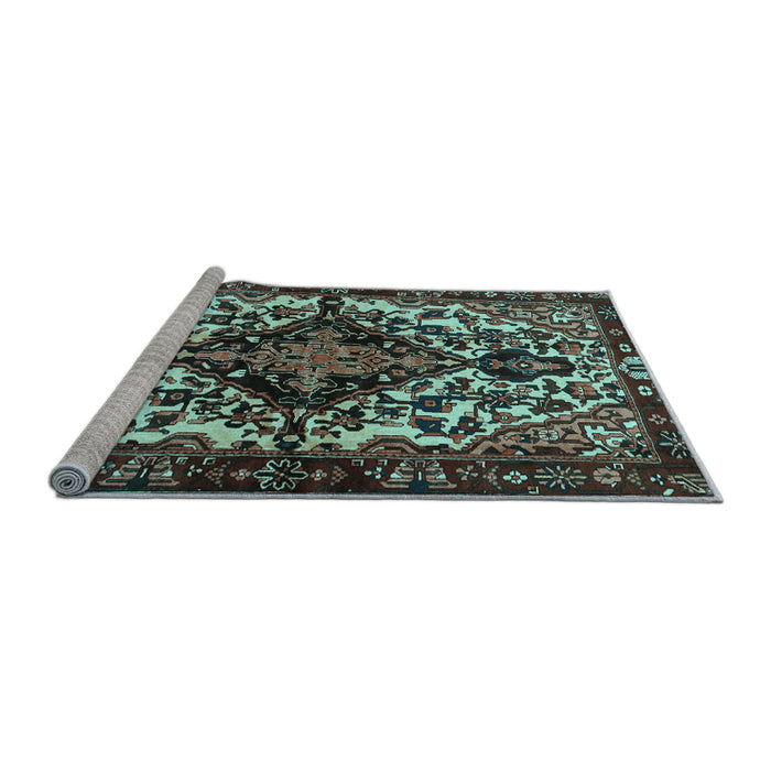 Sideview of Machine Washable Persian Light Blue Traditional Rug, wshtr2550lblu
