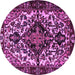 Round Machine Washable Persian Purple Traditional Area Rugs, wshtr2550pur