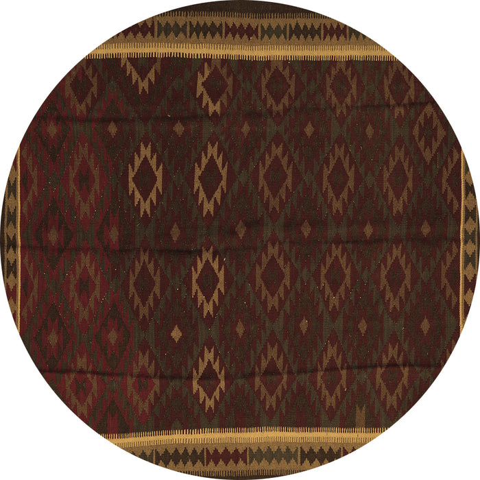 Round Machine Washable Persian Brown Traditional Rug, wshtr2551brn