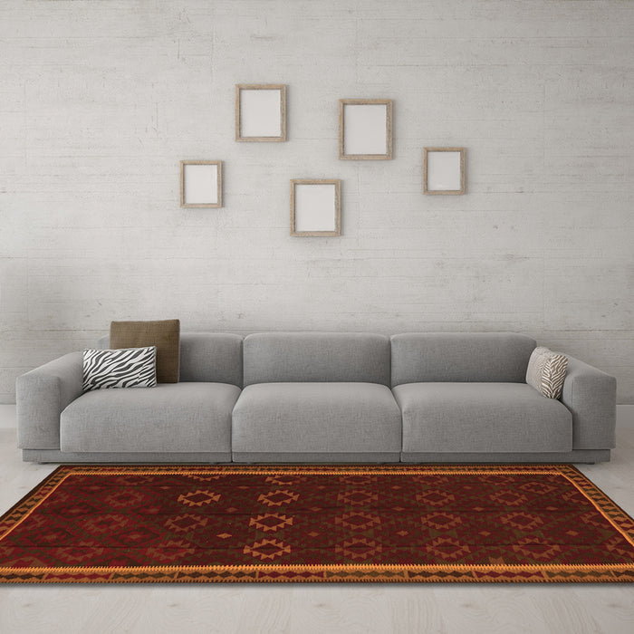 Machine Washable Persian Orange Traditional Area Rugs in a Living Room, wshtr2551org