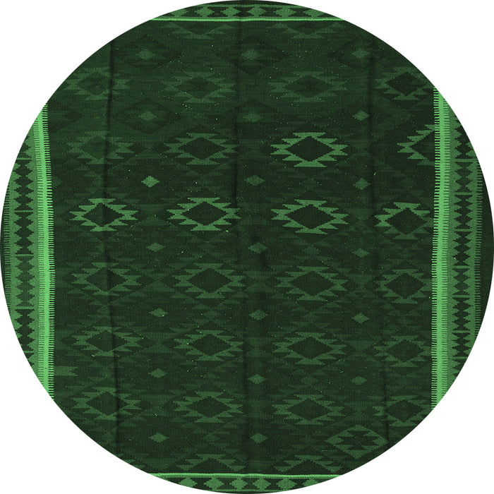 Round Persian Emerald Green Traditional Rug, tr2551emgrn