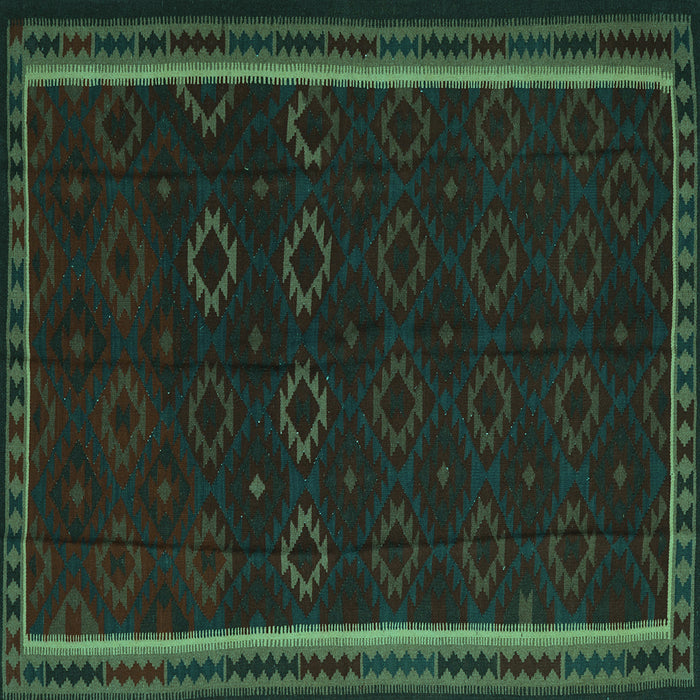 Square Machine Washable Persian Turquoise Traditional Area Rugs, wshtr2551turq