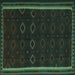 Square Machine Washable Persian Turquoise Traditional Area Rugs, wshtr2551turq