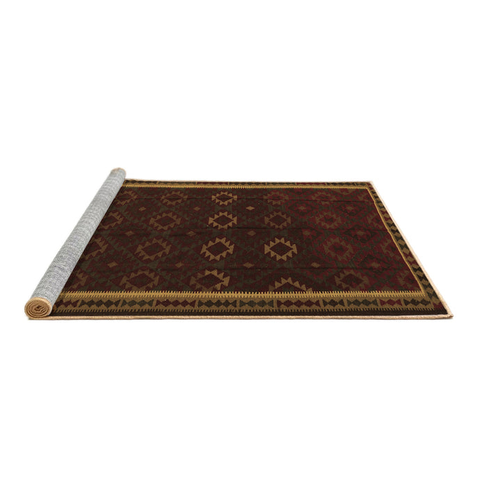 Sideview of Machine Washable Persian Brown Traditional Rug, wshtr2551brn