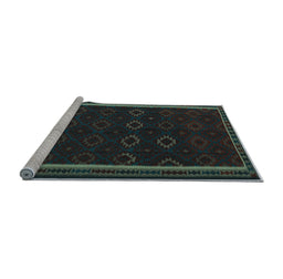 Sideview of Machine Washable Persian Light Blue Traditional Rug, wshtr2551lblu