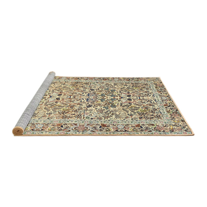 Sideview of Machine Washable Traditional Brown Rug, wshtr2552