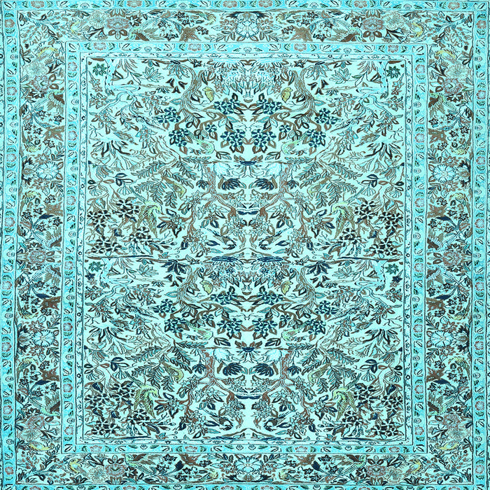 Square Machine Washable Persian Light Blue Traditional Rug, wshtr2552lblu