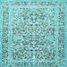 Square Machine Washable Persian Light Blue Traditional Rug, wshtr2552lblu