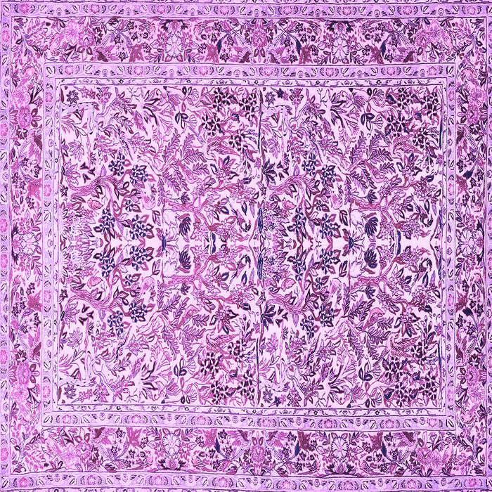 Square Machine Washable Persian Purple Traditional Area Rugs, wshtr2552pur