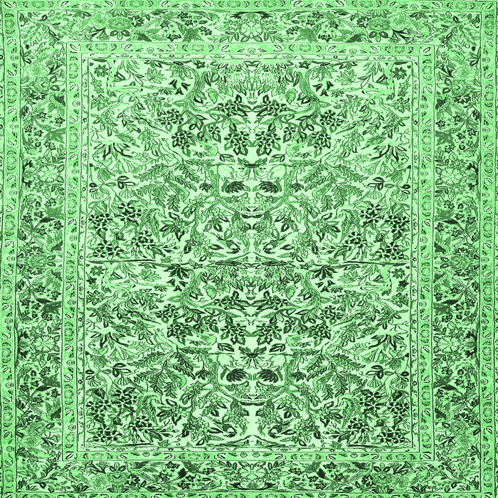 Square Machine Washable Persian Emerald Green Traditional Area Rugs, wshtr2552emgrn