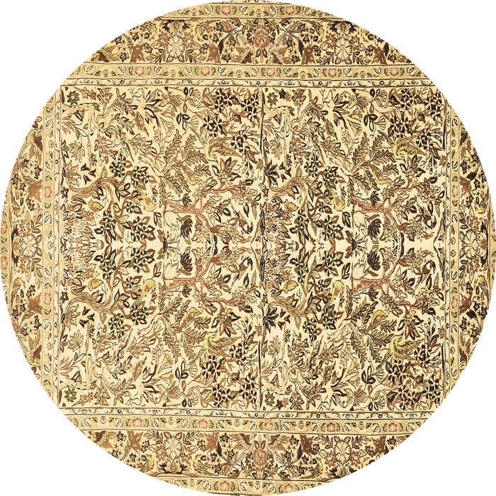 Round Machine Washable Persian Brown Traditional Rug, wshtr2552brn