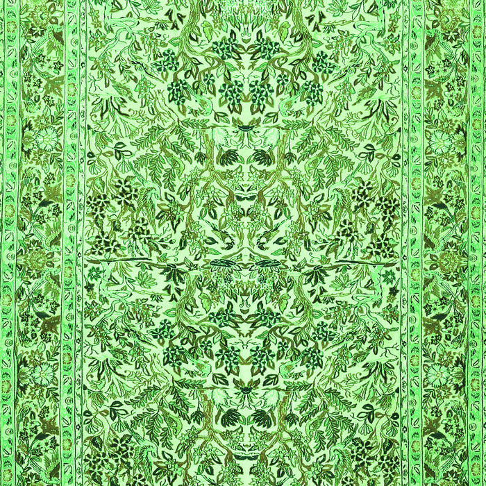 Serging Thickness of Machine Washable Persian Green Traditional Area Rugs, wshtr2552grn