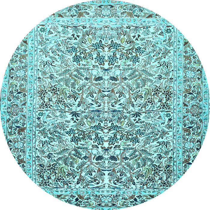 Round Persian Light Blue Traditional Rug, tr2552lblu