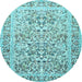 Round Persian Light Blue Traditional Rug, tr2552lblu