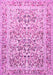 Machine Washable Persian Pink Traditional Rug, wshtr2552pnk