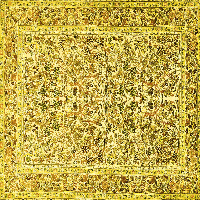 Square Machine Washable Persian Yellow Traditional Rug, wshtr2552yw