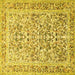 Square Machine Washable Persian Yellow Traditional Rug, wshtr2552yw