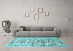 Machine Washable Persian Light Blue Traditional Rug in a Living Room, wshtr2552lblu