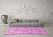 Machine Washable Persian Pink Traditional Rug in a Living Room, wshtr2552pnk