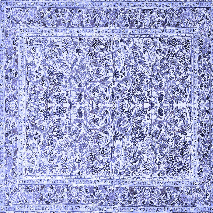 Square Machine Washable Persian Blue Traditional Rug, wshtr2552blu