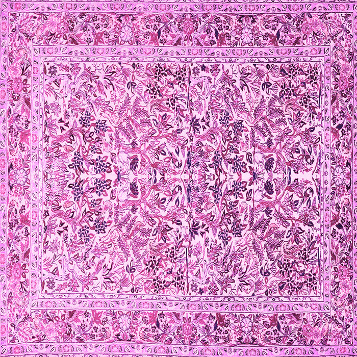 Square Machine Washable Persian Pink Traditional Rug, wshtr2552pnk