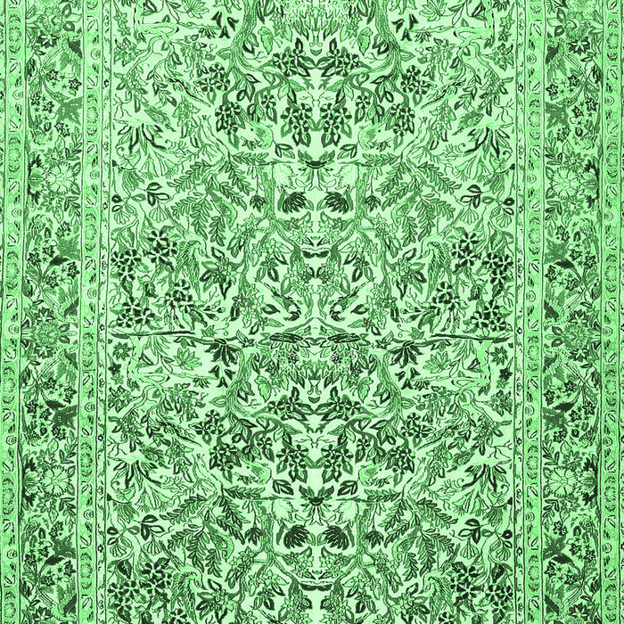 Machine Washable Persian Emerald Green Traditional Area Rugs, wshtr2552emgrn