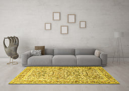 Machine Washable Persian Yellow Traditional Rug in a Living Room, wshtr2552yw
